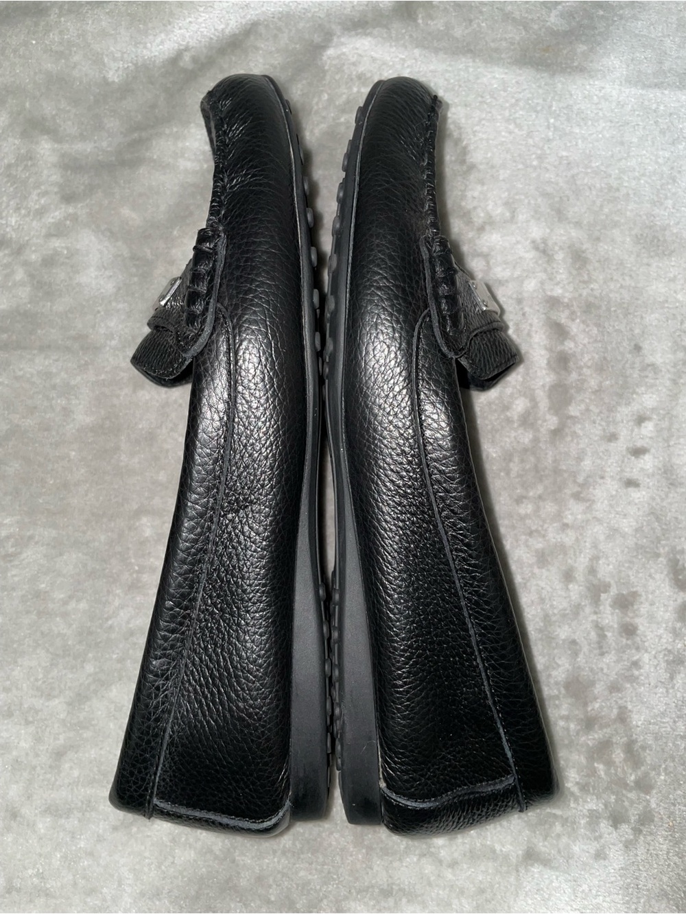 Coach Fredrica Black Pebbled Leather Loafers with Silver Logo Plate With Box Sz9 - Picture 6 of 12